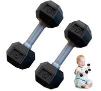 2 PCS Baby Dumbbells, Mini 1, 8x4.7 Ensemble de poids à main en silicone, pour exercice de fitness, Toys sportifs drôles pour les tout-petits (noir), Baby Hardbell Toy