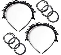 2 Pcs Bangs Hairpin Double Bangs Coiffure Épingle À Cheveux Braid Hairband Serre-Tête De Bande De Cerceau De Cheveux Pour Femmes Avec Pince De Torsion(Avec 6 Élastiques À Cheveux)