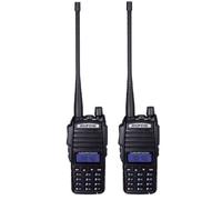2 Pcs Baofeng UV-82 Talkie-walkie FM radio VHF/UHF double bande/affichage/veille longue portée (Casque ajouté, Noir)