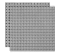 2 Pcs Base de Construction Compatible avec Lego Duplo Plaques, 25x25cm Plaque de Fond, Ensemble de Plaques Vertes, Jeu Créatif Compatible avec Lego Duplo Plaques (Gris)