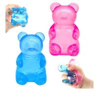 2 PCS Bear Squishy Kawaii Taba Mochi, Anti Stress Squishy Lent Retour, Objet Anti Stress Satisfaisant, Fidget Toys pour Enfant Adulte TDAH Autisme, Objet Animaux Antistress (Rose & Bleu)