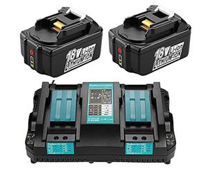 2 pcs BL1850B Batterie 18v 5ah Rechange avec Chargeur DC18RD Chargeur Double Rapide pour BL1850 18V 5ah BL1830 BL1860, Radio DMR108 DMR110 DUH523Z DUC353Z DMR112 DUC252 DUR181Z