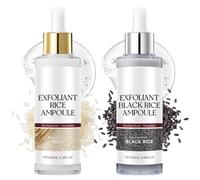 2 Pcs Black and White Rice Exfoliant Ampoule, Rice Ampoule Duo Exfoliating Solution, Exfoliant doux pour le visage et le corps, noir et blanc pour tous les types de peau