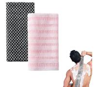 2 Pcs Blissal Exfoliating Shower Towel, Serviette de douche exfoliante, Débarbouillettes exfoliantes extra longues, Débarbouillettes exfoliant gommage du dos pour la Douche, le Nettoyage du Corps
