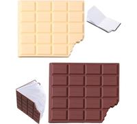 2 Pcs Blocs-Notes Adhésifs Humoristiques En Chocolat,Bloc-Notes Personnalisé,Chocolats Personnalisés (Avec Coin Mordu,Avec 100 Notes Autocollantes) Marron Foncé/Blanc,10,5x9 Cm