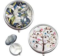 2 Pcs Boîte À Pilules Rondes En Metal,Boite Medicaments Journalier De Voyage Mini,Portable Médecine Pilulier Avec 3 Compartiments Amovibles,Vitamine Boîte Quotidienne Organisateur De Poche