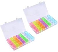 2 Pcs Boîte de Rangement Multi-Fonctions，Boite Compartiment Plastique，Amovible Boite Plastique de Rangement，Pour la peinture au diamant, l'art des ongles, les bijoux, les perles.