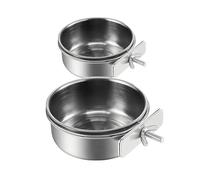 2 pcs Bols d'alimentation des Oiseaux en Acier Inoxydable, Cage de Bol de Nourriture de Perroquet en Acier Inoxydable avec Support, Petit Porte-gobelet Cage à Oiseaux pour Animal de Compagnie