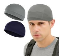 2 Pcs Bonnet Casque, Casquette de Cyclisme sous Casque, Sports Bandana Casquette, Bonnet d'été Bonnet de Vélo, Doublure de Casque, pour Cyclisme Course Moto Course à Pied Ski (Bleu+Gris)