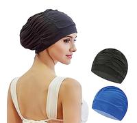 2 pcs Bonnet De Bain Femme Cheveux Long Adulte Bain Élastique Tissu Polyester Souple Bonnet de Natation