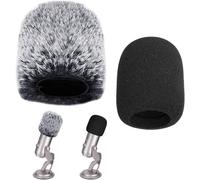 2 PCS Bonnette Microphone Anti Vent Mousse Fourrure Artificielle Housse de Micro Casque Rode Couvre Mousse Anti Bruit Micro Cravate pout Yeti Pro Condenser Blue Microphone, Noir et Gris