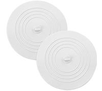 2 PCS Bouchon de baignoire en silicone, bouchon de vidange universel pour évier, 15,2 cm, pour cuisine, salle de bain et buanderie (Blanc)