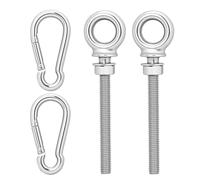 2 Pcs Boulons à Oeil M8 x 80 mm, pour Piton à Visser Inox, Vis à Anneau de Levage en Acier Inoxydable 304, Anneaux de levage avec Filetage pour Fixation et Suspension, avec 2 Mousquetons