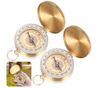 2 Pcs Boussole Randonnée étanche, Boussole de Poche Portable Lumineuses pour Camping Navigation Extérieure Voyage Sports (Doré)