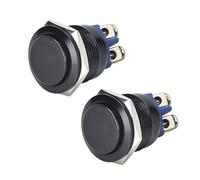 2 Pcs Bouton De Démarrage Rond, 16mm Commutateurs à Boutons Poussoirs Momentanés Acier Inoxydable Commutateur Poussoir Interrupteur de Voiture Industrielle pour Moto Tableau de Bord Machine, Noir Shel