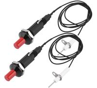 2 PCS Boutons d'Allumage Piézo en Plastique Allumages Piézo Electriques Briquets à Bouton-Poussoir avec Aiguille d'Allumage et Cable de 100cm pour Cuisinière Four à Gaz Barbecue