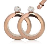 2 PCS Bracelet Flask, Bangle Flask for Liquor 3.5oz Stainless Steel Drink Bracelet Bangle Alcohol Hip Jug for Dance Sport Party Supplies (Or rose brillant)