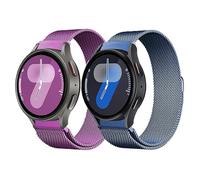 2 Pcs Bracelets en Métal pour Samsung Galaxy Watch 40mm/44mm, 43mm/47mm Classic, 45mm Pro, 42mm/46mm Classic, 20mm Bracelet Magnétique en Acier Inoxydable Sans Espace