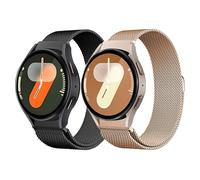 2 Pcs Bracelets en Métal pour Samsung Galaxy Watch 7/6/5/4/FE 40mm 44mm, 6 Classic 43mm 47mm, 5 Pro 45mm, 4 Classic 42mm 46mm - Bracelet Magnétique 20mm en Acier Inoxydable Sans Espace