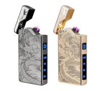 2 PCS Briquet Électrique Arc Plasma Briquet, USB Rechargeable Coupe-Vent Ignifuge, Electrique Rechargeable Double Arc, USB pour Bougie, Barbecue, Cadeau