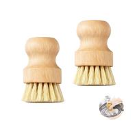 2 Pcs Brosse à Vaisselle Recurer de Nettoyage Bois Ustensiles, Vaisselle en Bois, Brosse Poêle en Bambou, Brush à Champignons et Brush à Légumes pour Une Prise Facilitée dans la Paume de la Main
