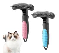 2 Pcs Brosse Chat Poil Long Dents en Acier Inoxydable, Poignée Antidérapante, épilation en une Seule Touche, Lisse les Cheveux et évite Enchevêtrements