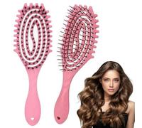2 Pcs Brosse Cheveux Bouclés, Brosse Boucle, Deux Choix de Styles pour Le Peignage wt la Qualité, Moins de Traction pour Une Coiffure à La Mode (Rose)
