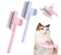 2 Pcs Brosse Poil Chat, Peigne Anti Puces pour Cha t Dents Pei Gne Rondes Brosse Chien Po il Court Peigne Ch at avec Épilation en un Clic pour C hats Chiens à Poi ls Courts Longs P oils (Rose+Bleu)