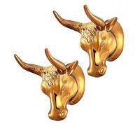 2 Pcs Bull Guitar Wall Mount Guitar Wall Mounted Rack Gold Bull Art Ukulele Hook Stand for Electric Guitar Storage