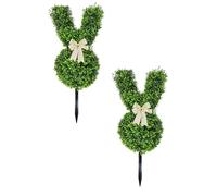 2 PCS Bunny Topiary,Figurine Décorative - Lapin de Pâques - Figurine de Lapin en Verte - Plante Topiaire en Buis de Lapin de Pâques pour la Décoration de Porche de Pâques à l'Extérieur/Indoor (2, A)
