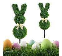 2 PCS Bunny Topiary,Figurine Décorative - Lapin de Pâques - Figurine de Lapin en Verte - Plante Topiaire en Buis de Lapin de Pâques pour la Décoration de Porche de Pâques à l'Extérieur/Indoor (2, B)