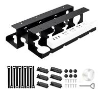 2 Pcs Cable Management Bureau, Adhésif et Vissé, Goulotte Passe Cable avec 12 Clips Fixation Fils, 10 Vis, 10 Attaches, Tournevis, Bande, Chemin de Cable pour Maison