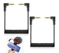 2 PCS Câbles Audio 3,5mm Spiralé, Connecteurs Mâle à Mâle, TRS À Angle Droit, Double Jack Stéréo Coudés pour Autoradio, Casque, PC, Enceintes, Smartphones, Cable Jack Court, Câble Mini Spirale