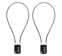 2 PCS Cadenas à Combinaison 4 Chiffres avec Câble en Acier 30 cm, Cadenas Antivol avec Câble, pour Casier de Gymnase, Sacs à Dos, Boîtes à Outils, Noir