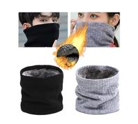 2 PCS Cagoule Cache-Cou, Hiver écharpe, Coupe-Vent Thermique Ski Élastique Épais Doux Doublure Polaire Neck Warmer, Tour de Cou Gaiter Masque pour Sports de Plein air (Le Noir+Gris)