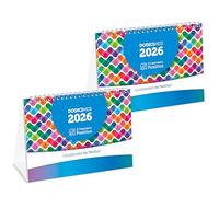 2 PCS - Calendrier de table 2026 Positif | En papier écologique non patiné - Idéal pour marquer des rendez-vous et des engagements | Calendrier de bureau | 21 x 15 cm | 28 façades avec mois doubles
