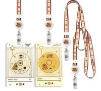 2 PCS Capybara Porte Badge, Capybara Cordon Tour de Cou avec Porte-cartes, Capybara Lanyard Strap Neck avec Swivel Lobster Clasp avec Poche Zippée pour Carte d'identité (Heart+Stars)
