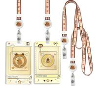 2 PCS Capybara Porte Badge, Capybara Cordon Tour de Cou avec Porte-cartes, Capybara Lanyard Strap Neck avec Swivel Lobster Clasp avec Poche Zippée pour Carte d'identité (Cookie+Biscuit)