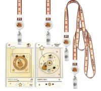2 PCS Capybara Porte Badge, Capybara Cordon Tour de Cou avec Porte-cartes, Capybara Lanyard Strap Neck avec Swivel Lobster Clasp avec Poche Zippée pour Carte d'identité(Cookie+Stars)