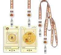 2 PCS Capybara Porte Badge, Capybara Cordon Tour de Cou avec Porte-cartes, Capybara Lanyard Strap Neck avec Swivel Lobster Clasp avec Poche Zippée pour Carte d'identité (Heart+Biscuit)