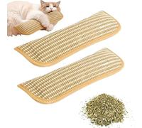 2 Pcs Catnip Kicker Pillow,Interactive Catnip Chew Toy,Sisal Scratching Pad,Scratch and Bite Resistant for Teething, Play & Stress Relief (34 * 9.5cm/13.39 * 3.74in)