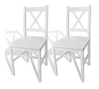 2 pcs Chaise Salle à Manger en Bois Blanc 241510