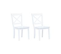 4x Bois d'Hévéa Massif Chaises à Dîner Blanc/Bois Clair Salle à Manger vidaXL