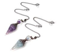 2 pcs Chakra Pendule Cristal Pierres Précieuses Pendule En Cristal De Roche Avec Boule De Maintien Pendule En Pierres Précieuses Avec Chaîne Pour La Guérison Reiki Et Le Bracelet D'Équilibre