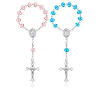 2 Pcs Chapelet de Voiture, Chapelet de Rétroviseur, Croix de Bénédiction Catholique pour Voiture, Porte-Bonheur et Pendentif de Voiture pour Miroir, Rétroviseur de Voiture, Accessoires de Décoration