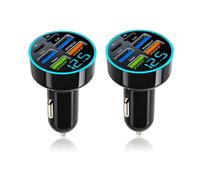 2 pcs Chargeur De Voiture Double USB 66w/3.1A, Chargeur Voiture USB C à 6 Ports, avec LED, Charge Rapide PD & QC3.0, Multiport Prise Allume Cigare 12V/24V pour Voiture, SUV et Camion