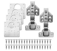 2 PCS Charnière Porte Placard 105 Degré,Kit de Plaque de Reparation et Charnière,Plaque Reparation Charniere Porte avec Vis pour Chambre à Coucher Salle à Manger