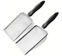 2 pcs chat litière Scoop, saleté compost tamis avec poignée, 3.8/5mm maille roches sable jardin pelle, jardinage sol tamis pelle