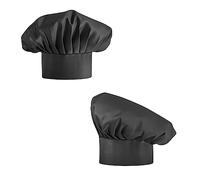 2 PCS Chef Hat for Man & Women, Adjustable Adult Kitchen Chef Cap, Breathable Chef cap Cafe Restaurant Hats, Unisexe Chef Hat for Adult Pastry Chef Bar Home Hotel, Noir , 30-40