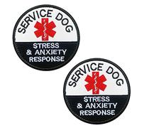 2 Pcs Chien de Service EMT Stress et Réaction Anxieuse Gilet/Harnais Patch Compatible avec Velcro Amusant Chiens Signes Emblème pour Gilet/Harnais/Collier pour Chien